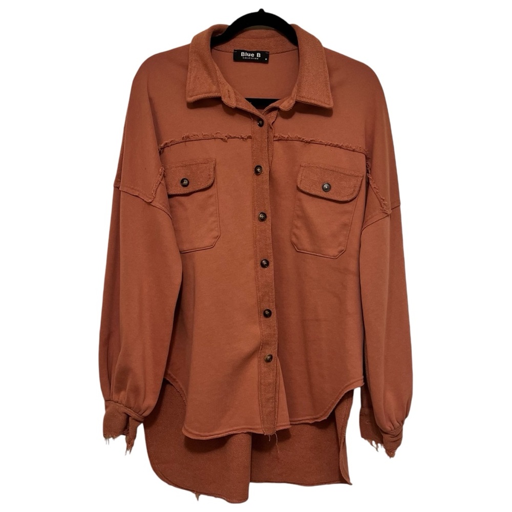Blue B Oversized Trucker Frayed Button Down Shacket Jacket Women’s Medium